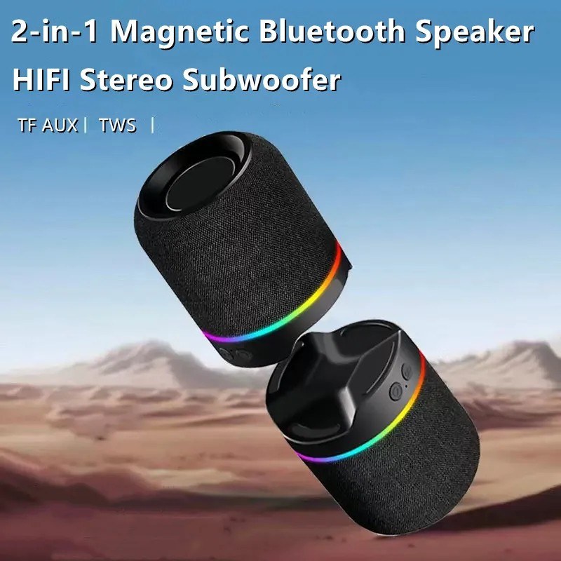  M25 Portable Split Type 2-in-1 Magnetic Bluetooth Speakers Hi-Fi TWS Stereo Subwoofer TF Card Playback -000742