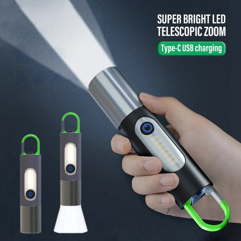  Multifunctional LED Flashlight XST-836 Work Light USB Rechargeable Camping Fishing Lantern Waterproof Zoom Torch KeyChain Lamp-000220