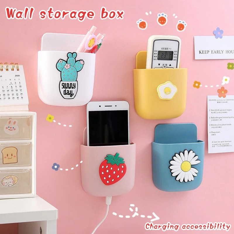 img 2Pcs Multifunctional Cartoon Wall Mounted Organizer Storage Box 