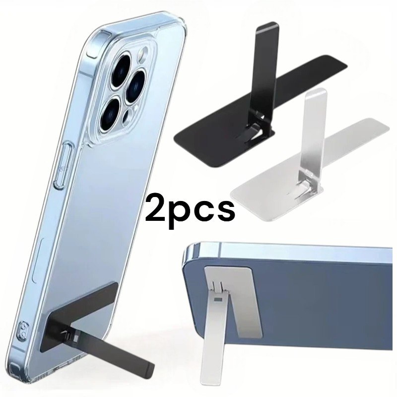  2pcs Ultra Thin Mini Phone Kickstand Universal Desktop Holder Stand Metal Steel Folding Desk Bracket-000861