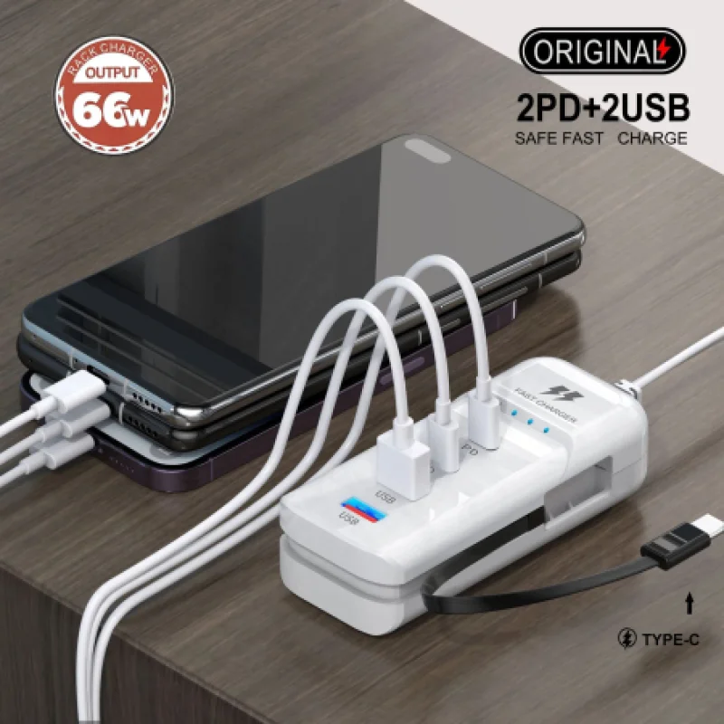 66W USB Fast Charging Type C Wall Power Socket Charger Travel Power Adapter-000996