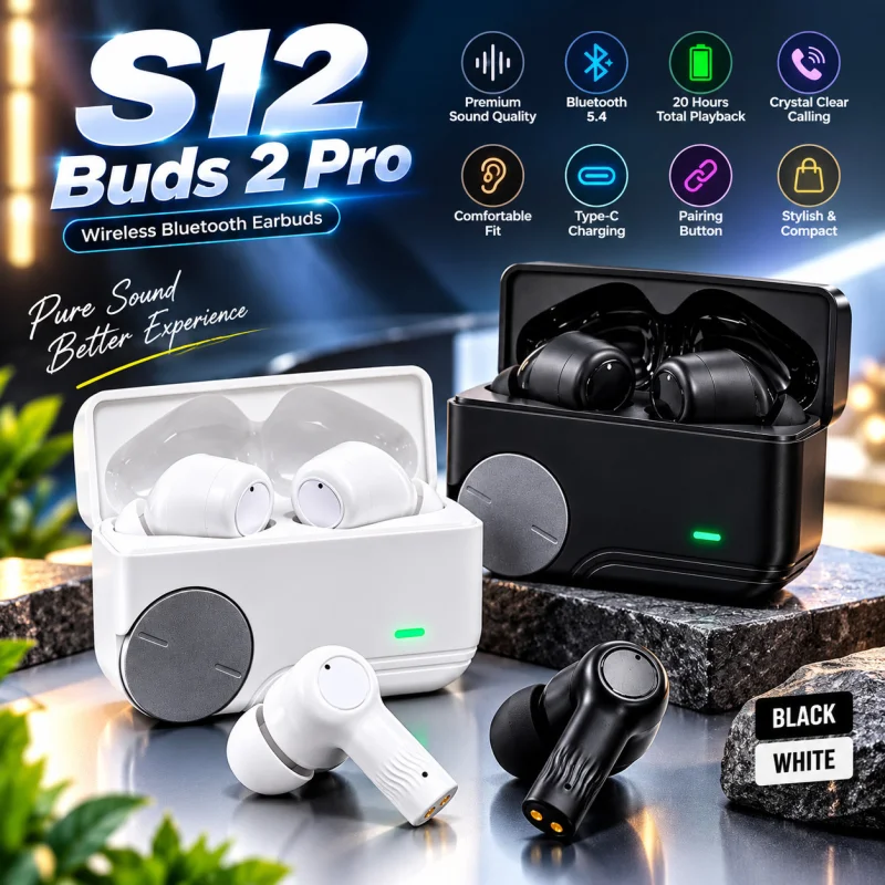 S12 Buds 2 Pro TWS Wireless Earbuds with Charging Case – Bluetooth 5.4 - 001012