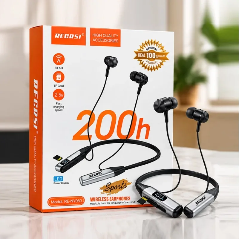 RECRSI RE-NY060 Wireless Earphones – 200h Battery Life | Sport Bluetooth Headset-000706