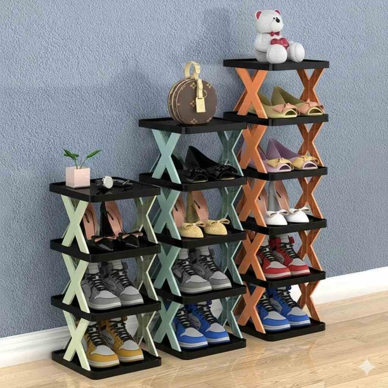  5 layer Multifunctional Black Shoe Organizer Rack (Black)