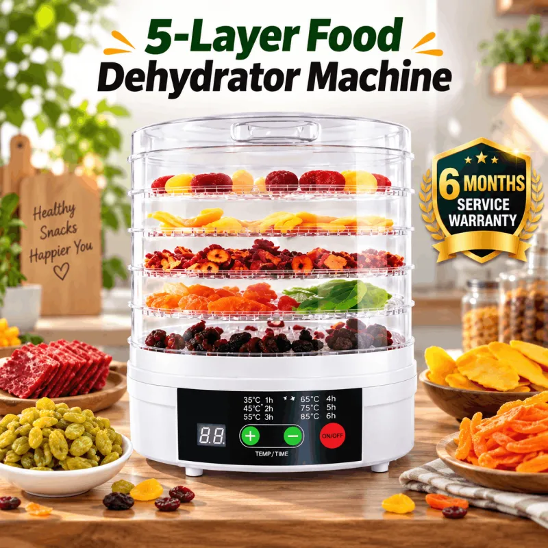 5 Layer Transparent Food Grade Dehydrator Heating Fruit and Vegetable Fruit Pet Meat Dryer Household Dried Fruit Machine-000999