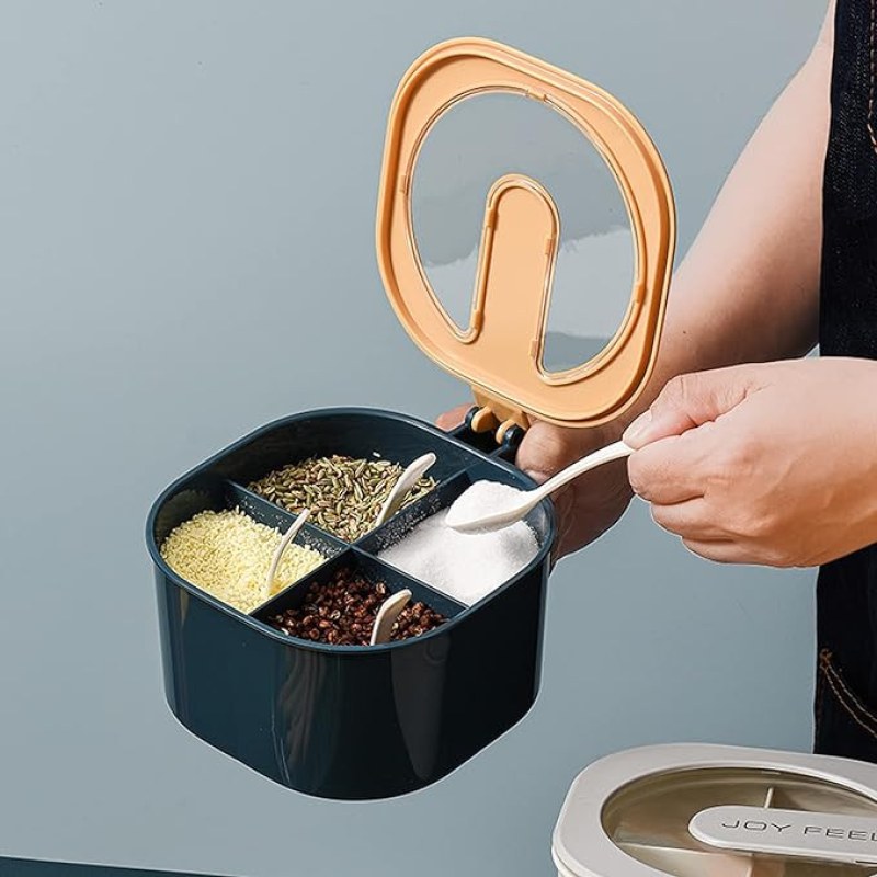  Multi-Function Four Grid Spice Box, Kitchen Seasoning Box-00099