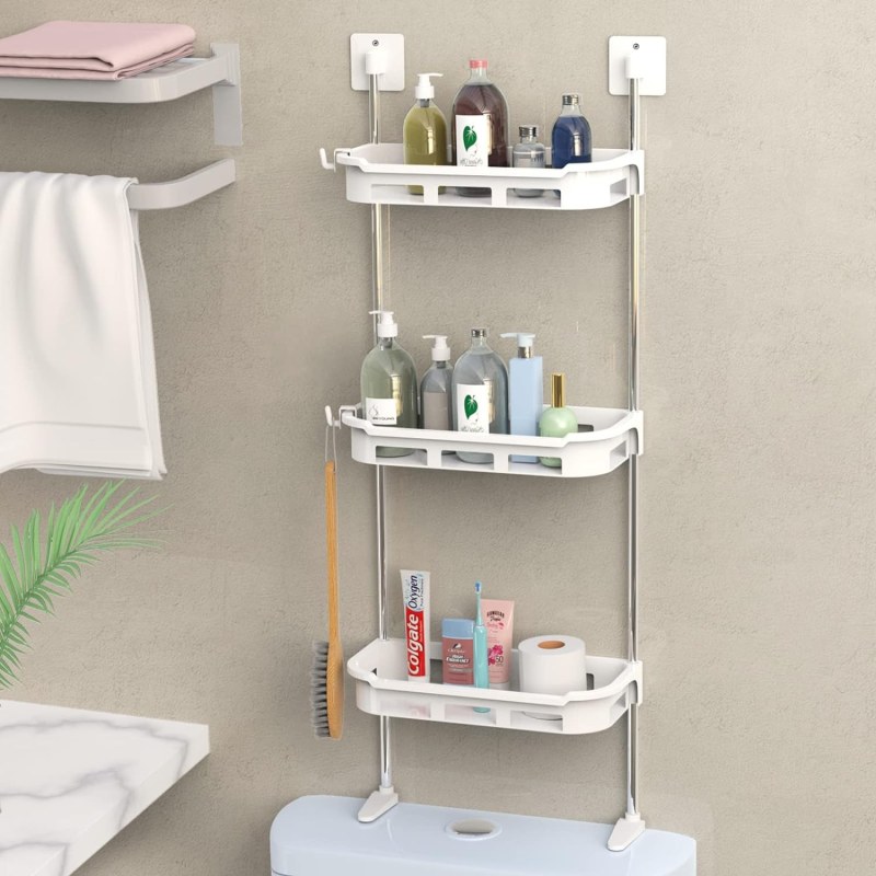  3 Tier Toilet Tank Top Storage Rack, Wall Mounted Organizer Rack, Bathroom Organizer-000037