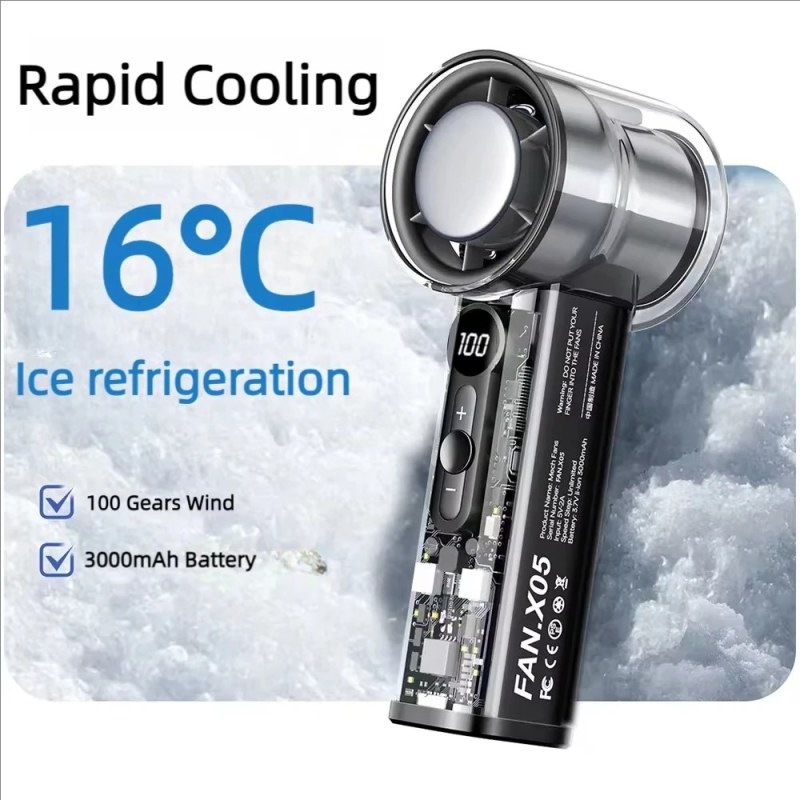 Semiconductor Refrigeration High-speed Handheld Electric Fan 3000mAh (X05 Refrigeration Turbo Fan)-000885