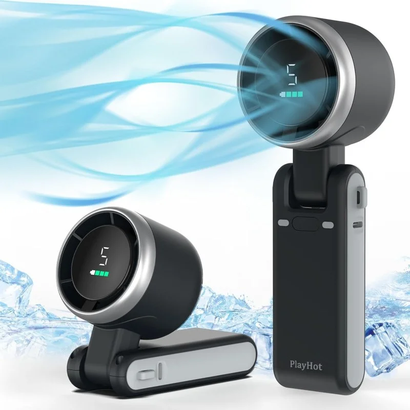 Mini Turbo Fan Portable Handheld Mini Fan Foldable Powerful Winds with 5 Speed_ 000849