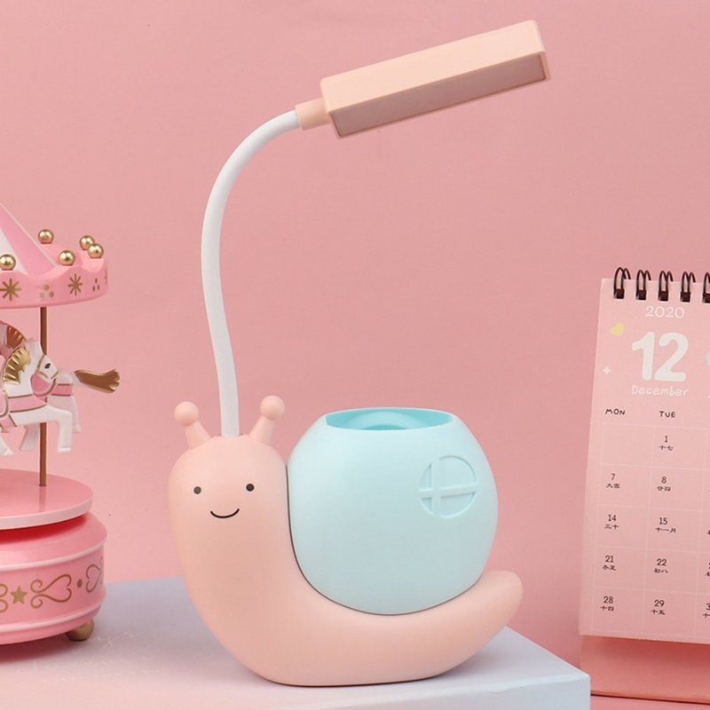 Snail LED Desk Lamp with Pen Holder USB Rechargeable Kids Study Night Light Eye Care Table Lamp-000493