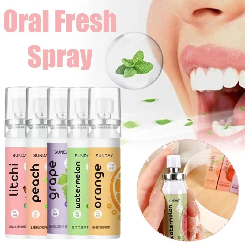  22ml Natural Herb Oral Mist Litchi Grape Orange Flavors Instant Bad Breath Remover Long-Lasting Breath Freshener Spray- 000833