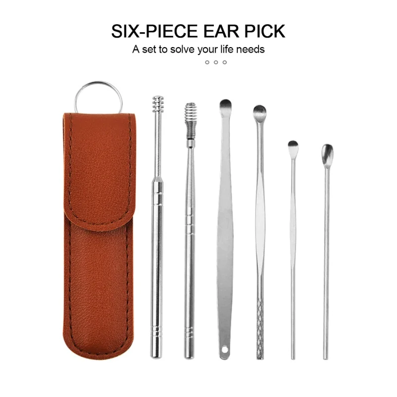  Portable Ear Cleaner Set Earpick Ear Wax Remover Ear Curette Spiral Ear Spoon Ear Cleaning Tools-000127