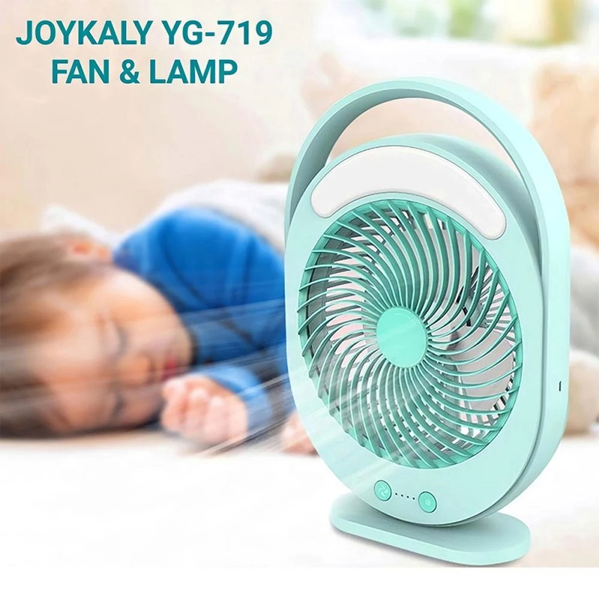 JOYKALY YG-719 Rechargeable Strong Wind Desk Fan With LED Lamp